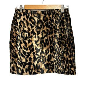 70's Style Leopard Faux Fur Mini Skirt Younique Y2K  Vtg